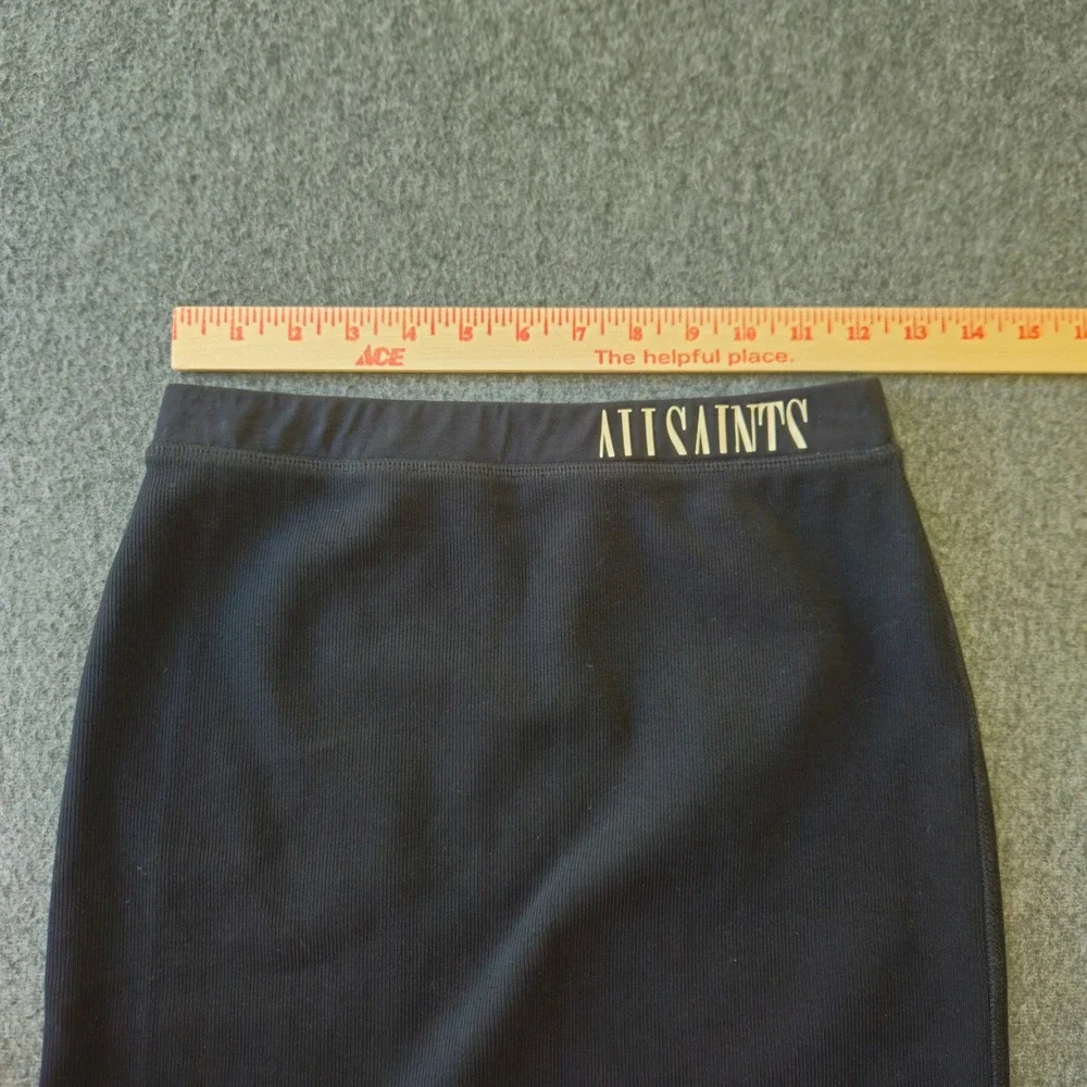 AllSaints Jamie Skirt Sz 4 Black Ribbed Slit Grunge Whimsigoth Model Off-Duty